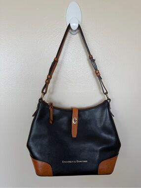 DOONEY & BOURKE Claremont Black & Tan Leather Hobo Shoulder Bag